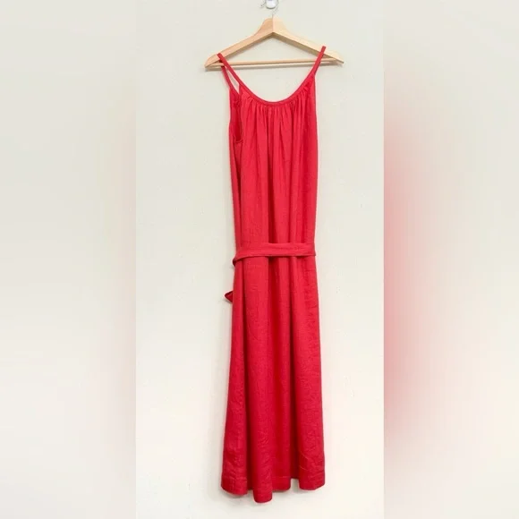 NWT DÔEN Nevita Linen Belted Midi Dress in Scarlett Size L - Picture 9 of 16